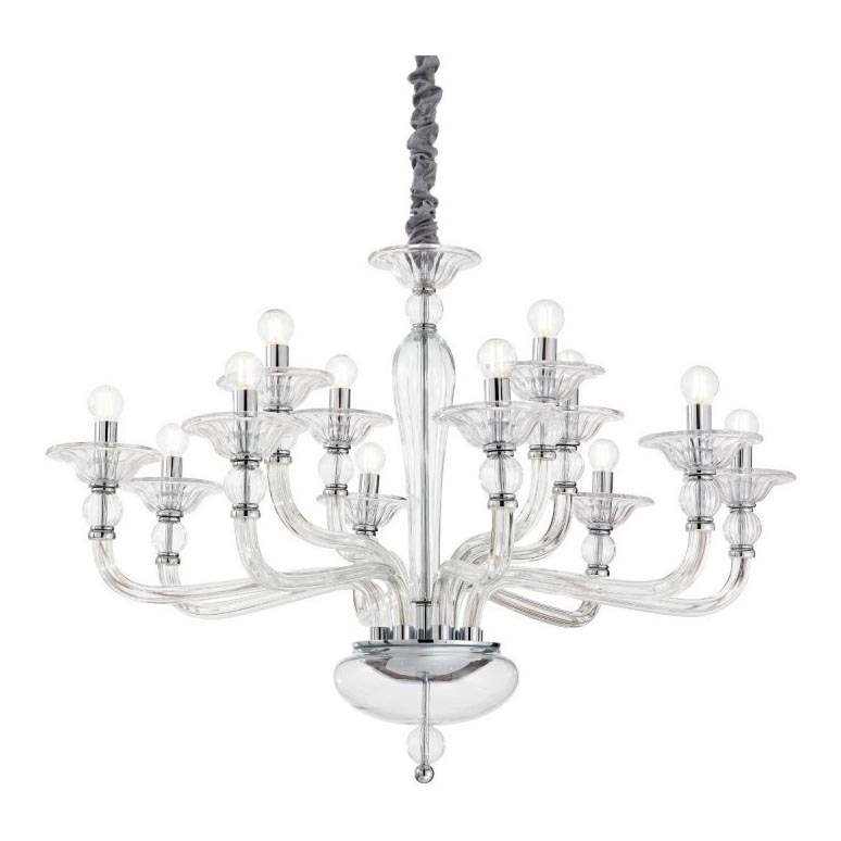 Ideal Lux - Kronleuchter an Kette DANIELI 12xE14/40W/230V d 94 cm klar