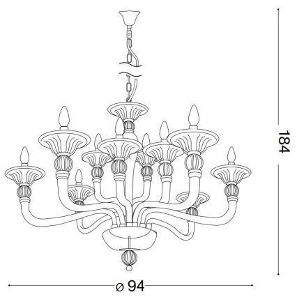 Ideal Lux - Kronleuchter an Kette DANIELI 12xE14/40W/230V d 94 cm Messing