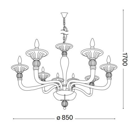 Ideal Lux - Kronleuchter an Kette DANIELI 8xE14/40W/230V d 85 cm Messing