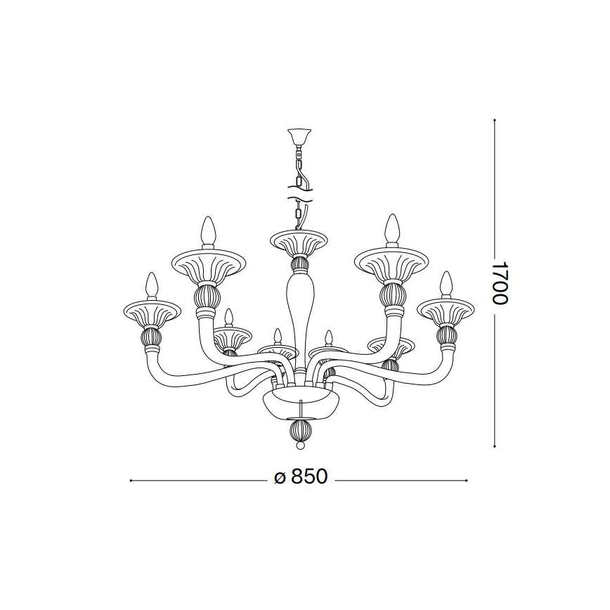 Ideal Lux - Kronleuchter an Kette DANIELI 8xE14/40W/230V d 85 cm Messing