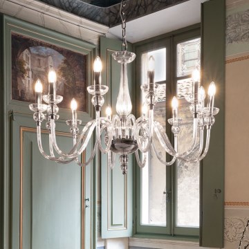 Ideal Lux - Kronleuchter an Kette DOGE 12xE14/40W/230V d 91 cm glänzendes Chrom