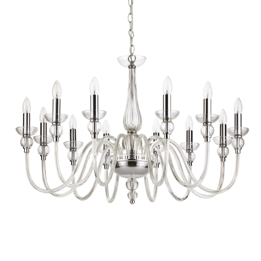 Ideal Lux - Kronleuchter an Kette DOGE 12xE14/40W/230V d 91 cm glänzendes Chrom