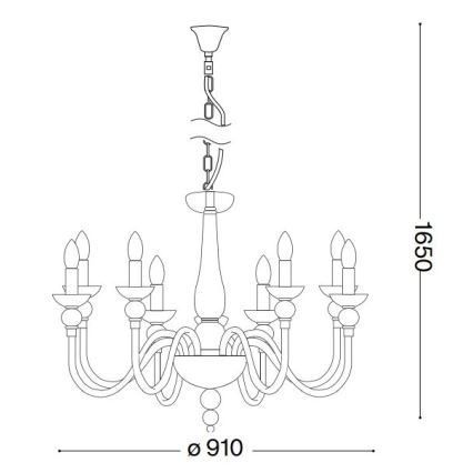 Ideal Lux - Kronleuchter an Kette DOGE 12xE14/40W/230V d 91 cm glänzendes Chrom