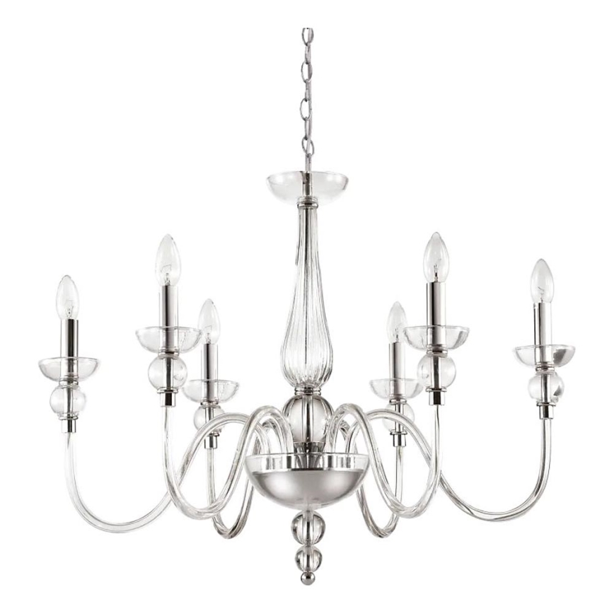 Ideal Lux - Kronleuchter an Kette DOGE 6xE14/40W/230V d 75 cm glänzendes Chrom