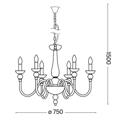 Ideal Lux - Kronleuchter an Kette DOGE 6xE14/40W/230V d 75 cm glänzendes Chrom