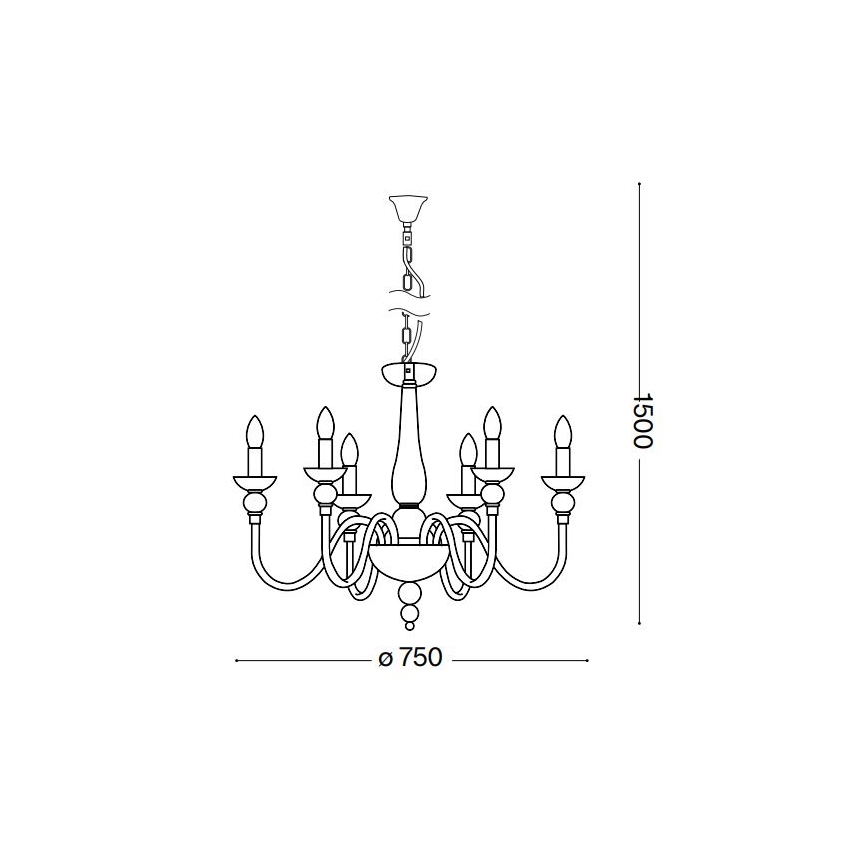 Ideal Lux - Kronleuchter an Kette DOGE 6xE14/40W/230V d 75 cm glänzendes Chrom