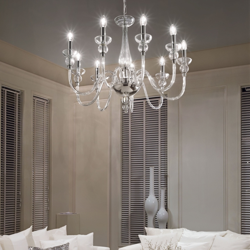 Ideal Lux - Kronleuchter an Kette DOGE 9xE14/40W/230V d 75 cm glänzendes Chrom