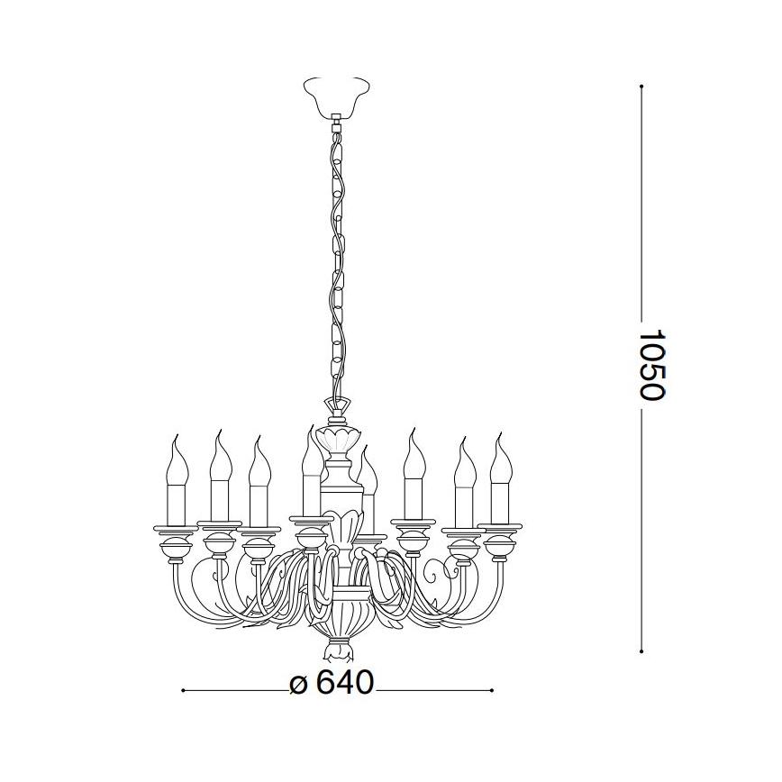 Ideal Lux - Kronleuchter an Kette FIRENZE 8xE14/40W/230V d 64 cm weiß/golden