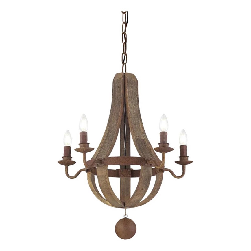 Ideal Lux - Kronleuchter an Kette MILLENNIUM 5xE14/40W/230V d 52 cm Birke/braun