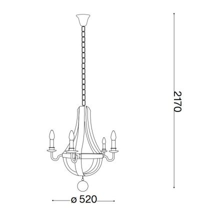 Ideal Lux - Kronleuchter an Kette MILLENNIUM 5xE14/40W/230V d 52 cm Birke/braun