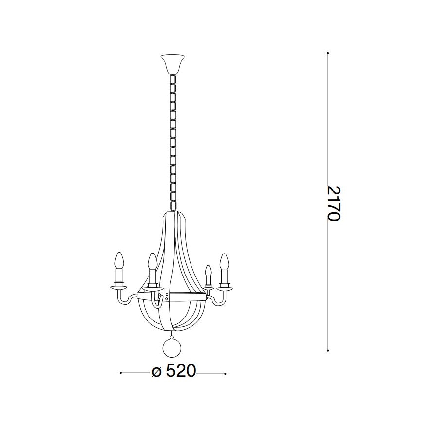 Ideal Lux - Kronleuchter an Kette MILLENNIUM 5xE14/40W/230V d 52 cm Birke/braun