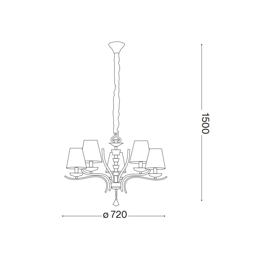 Ideal Lux - Kristall-Kronleuchter an Kette PEGASO 5xE14/28W/230V d 72 cm glänzendes Chrom