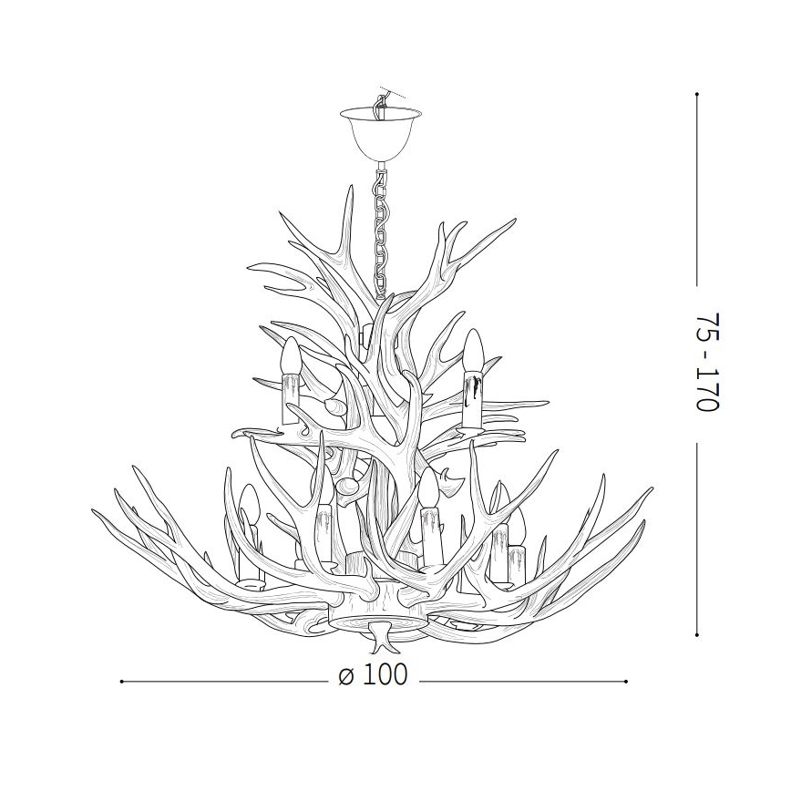 Ideal Lux - Kronleuchter an Kette CHALET 12xE14/40W/230V Geweih