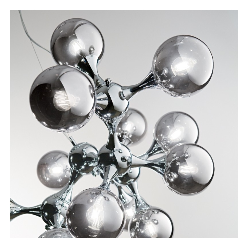 Ideal Lux - Kronleuchter mit Kabelaufhängung NODI 15xE14/28W/230V Ø 105 cm glänzender Chrom