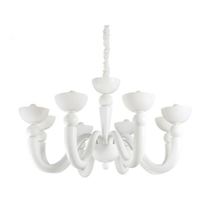 Ideal Lux - Kronleuchter mit Kette BON BON 8xE14/28W/230V Ø 95,5 cm weiß