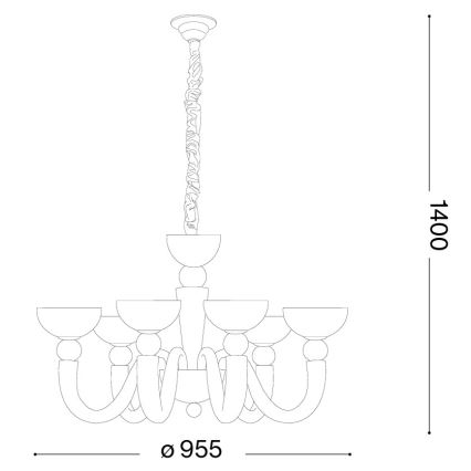 Ideal Lux - Kronleuchter mit Kette BON BON 8xE14/28W/230V Ø 95,5 cm weiß