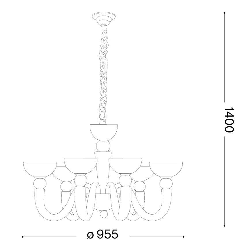 Ideal Lux - Kronleuchter mit Kette BON BON 8xE14/28W/230V Ø 95,5 cm weiß
