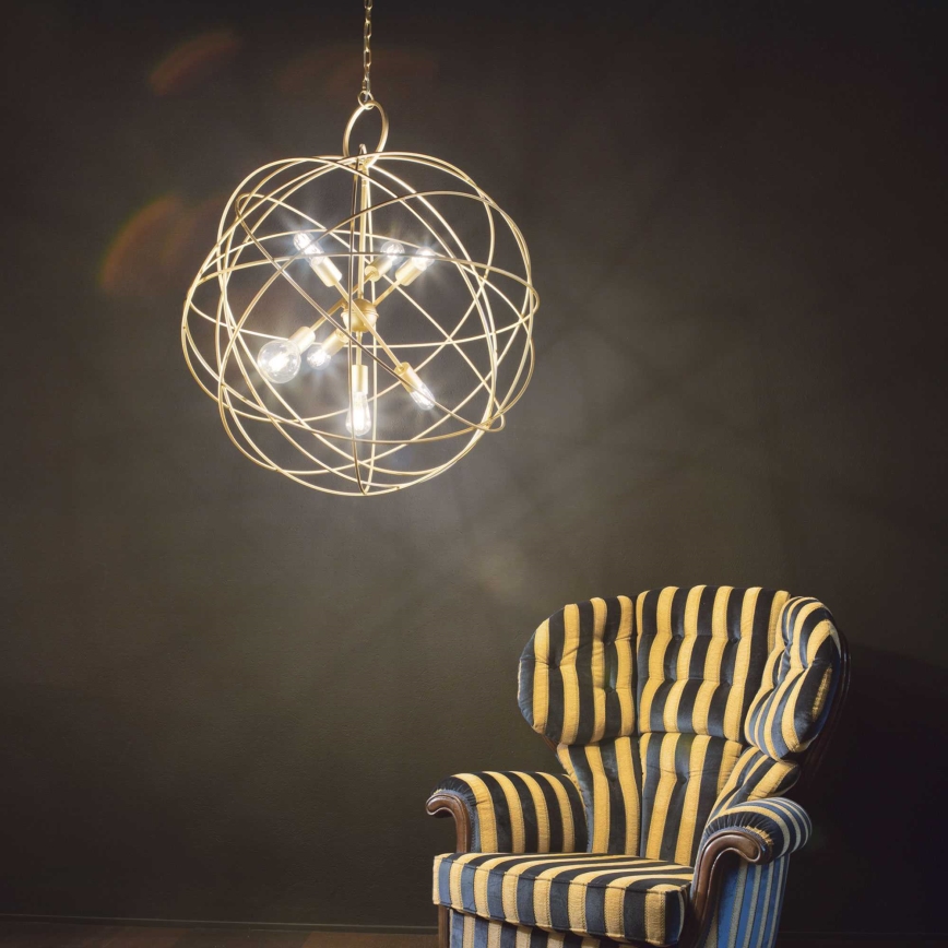 Ideal Lux - Kronleuchter mit Kette KONSE 7xE27/60W/230V Ø 80 cm goldfarben