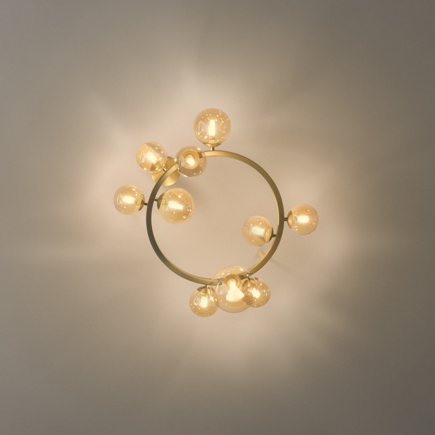 Ideal Lux - LED-Deckenleuchte PERLAGE 10xG9/3W/230V Ø 70 cm gold/rauchbeige