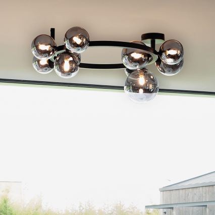 Ideal Lux - LED-Deckenleuchte PERLAGE 10xG9/3W/230V Ø 70 cm schwarz/rauchschwarz