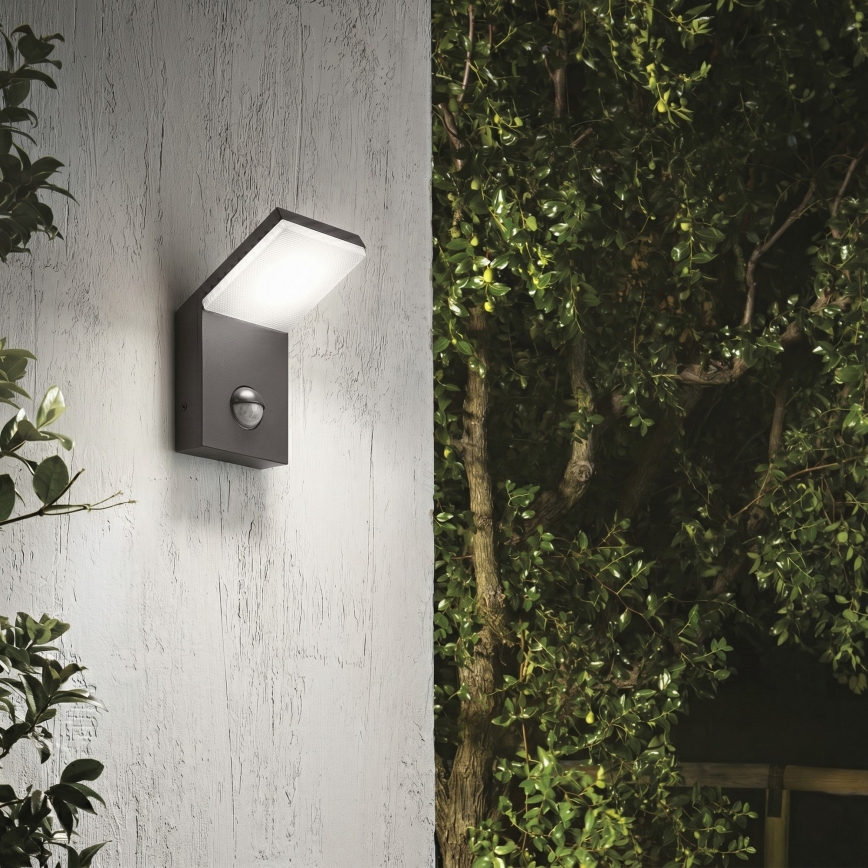 Ideal Lux - STYLE LED Außenleuchte mit Sensor LED/9W/230V 4000K CRI 90 IP54 Anthrazit