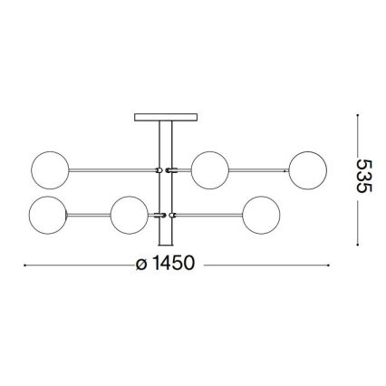 Ideal Lux - LED-Deckenleuchte an Stange COSMOPOLITAN 12xG9/3W/230V d 145 cm schwarz
