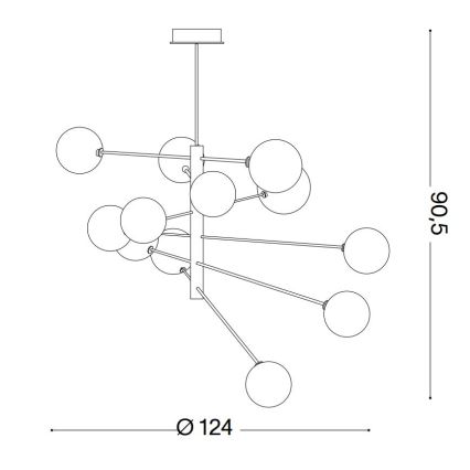 Ideal Lux - LED-Deckenleuchte an Stange EQUINOXE 12xG4/2W/230V d 124 cm Messing/klar