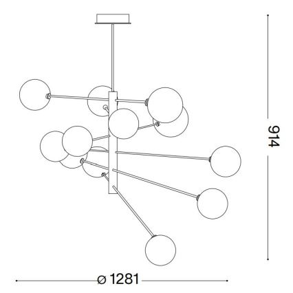 Ideal Lux - LED-Deckenleuchte an Stange EQUINOXE 12xG4/2W/230V d 128,1 cm glänzendes Chrom/rauchig