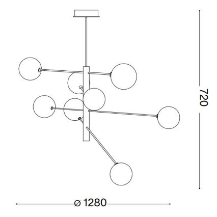 Ideal Lux - LED-Deckenleuchte an Stange EQUINOXE 8xG4/2W/230V d 128 cm glänzendes Chrom/rauchig