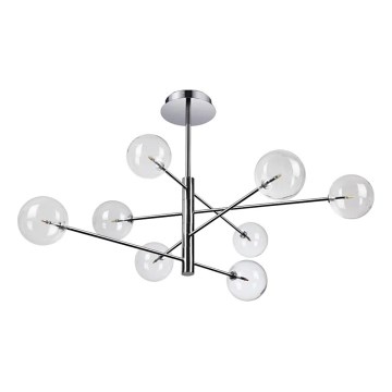 Ideal Lux - LED-Deckenleuchte an Stange EQUINOXE 8xG4/2W/230V d 128 cm glänzendes Chrom/klar