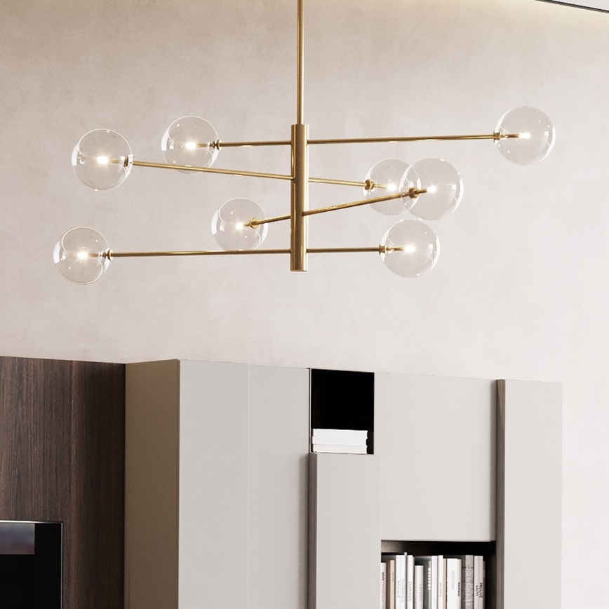 Ideal Lux - LED-Deckenleuchte an Stange EQUINOXE 8xG4/2W/230V d 128 cm Messing/klar