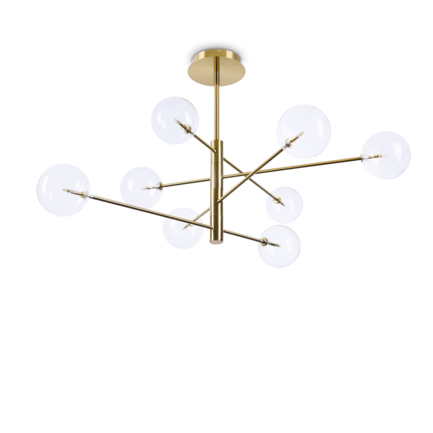 Ideal Lux - LED-Deckenleuchte an Stange EQUINOXE 8xG4/2W/230V d 128 cm Messing/klar