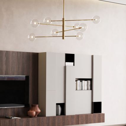 Ideal Lux - LED-Deckenleuchte an Stange EQUINOXE 8xG4/2W/230V d 128 cm Messing/klar