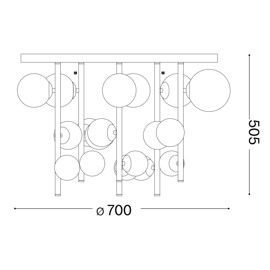 Ideal Lux - LED-Deckenleuchte an Stange PERLAGE 18xG9/3W/230V d 70 cm schwarz/rauchig