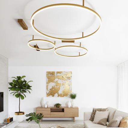 Ideal Lux - LED-Deckenleuchte ORACLE SLIM LED/81W/230V 3000K CRI 90 Ø 150 cm goldfarben