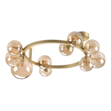 Ideal Lux - LED-Deckenleuchte PERLAGE 10xG9/3W/230V Ø 70 cm gold/rauchbeige