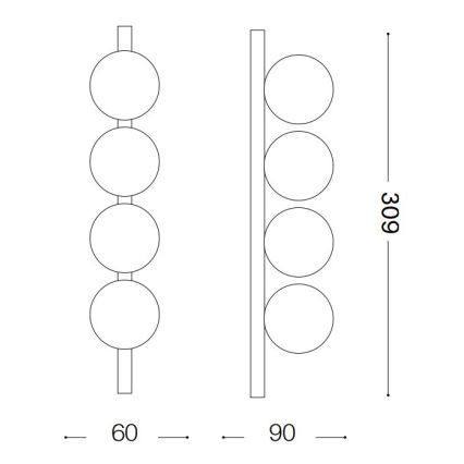 Ideal Lux - LED-Deckenleuchte PING PONG 4xLED/3W/230V CRI 90 Messing