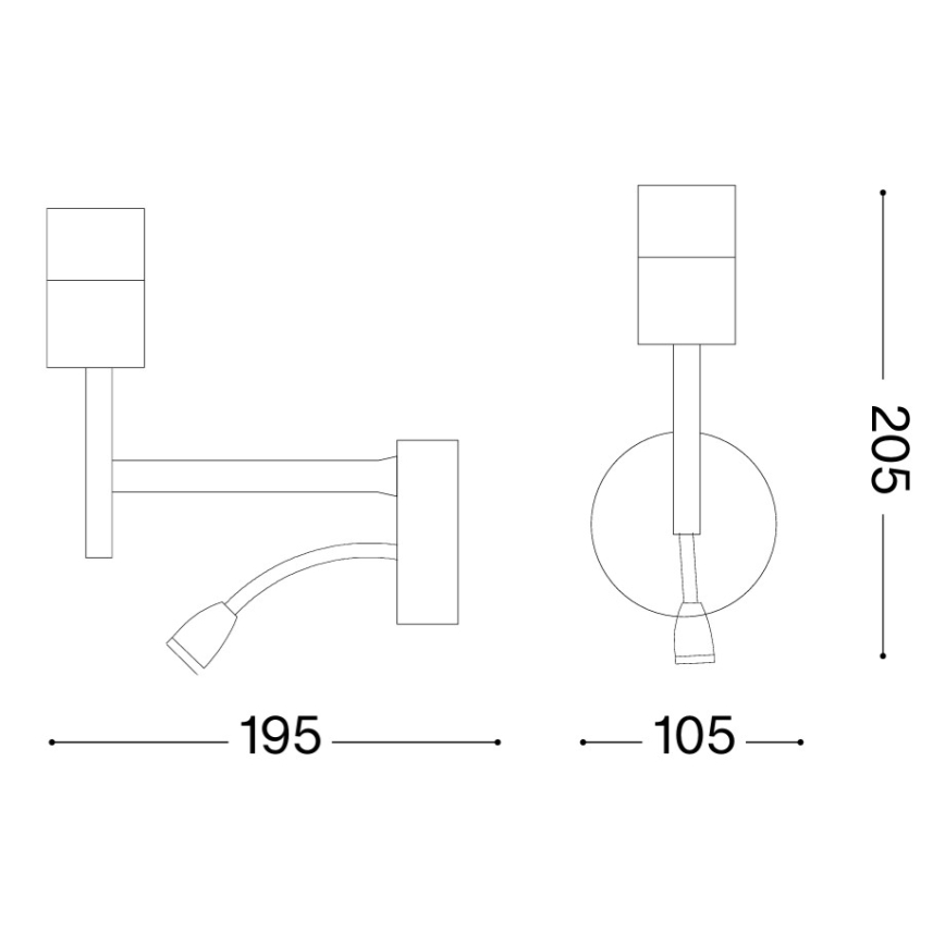 Ideal Lux - LED Flexibler Lampensatz mit Fassung 1xE27/42W + LED/3W/230V CRI 90 USB gold