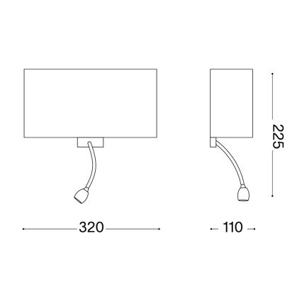 Ideal Lux - LED Flexibles Wandleuchte HOTEL 1xE27/60W/230V + LED/1,5W/230V