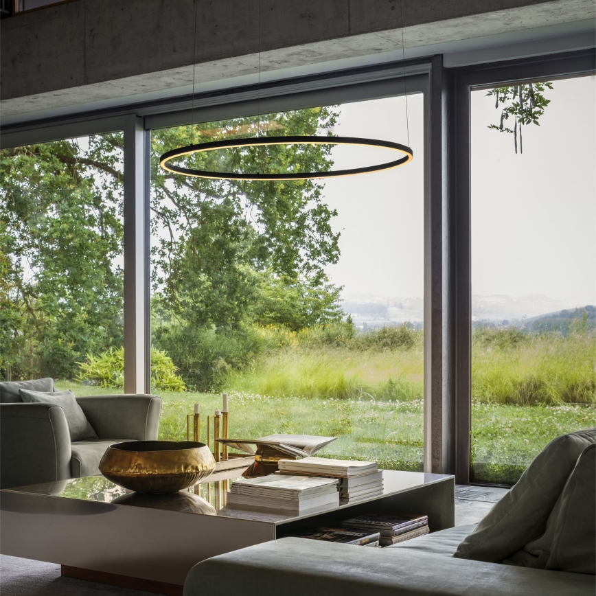 Ideal Lux - LED-dimmbare Pendelleuchte mit Kabelaufhängung ORACLE SLIM LED/42W/230V 3000K CRI 90 Ø 90 cm schwarz