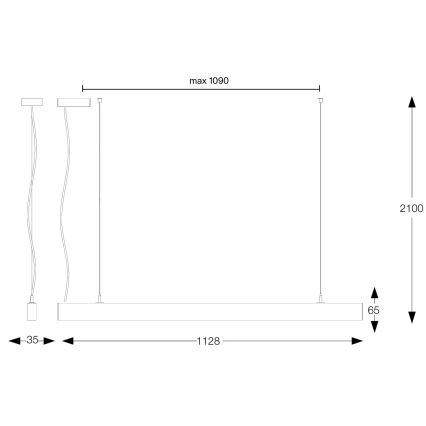 Ideal Lux - LED-Hängeleuchte an Kabel OFFICE LED/30W/230V 3000K CRI 90 schwarz