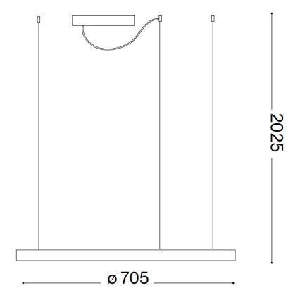 Ideal Lux - LED-Pendelleuchte mit Kabelabhängung ORACLE SLIM LED/37W/230V 2700K CRI 90 Ø 70 cm schwarz