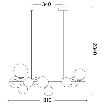 Ideal Lux - LED-Pendelleuchte mit Kabelaufhängung PERLAGE 10xG9/3W/230V 81 cm schwarz/rauchschwarz