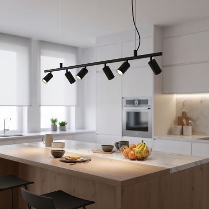 Ideal Lux - LED-Hängeleuchte an Schnur DYNAMITE 6xGU10/7W/230V CRI 90 schwarz