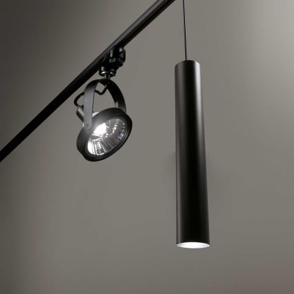 Ideal Lux - LED-Hängeleuchte an Schnur für Schienensystem LOOK 1xGU10/7W/230V CRI90 schwarz