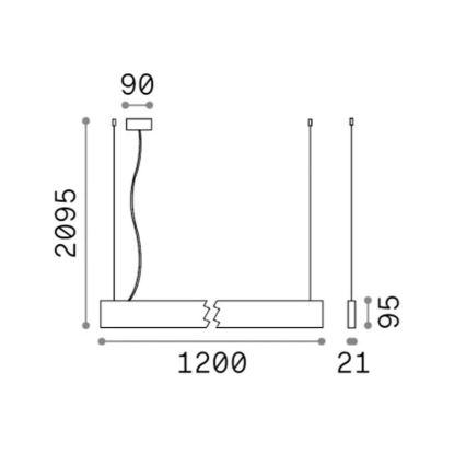 Ideal Lux - LED-Hängeleuchte an Stahlseil STEEL LED/29W/230V 3000K CRI 90 120 cm schwarz