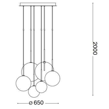 Ideal Lux - LED-Hängeleuchte EQUINOXE 6xG4/2W/230V d 65 cm Messing/rauchig