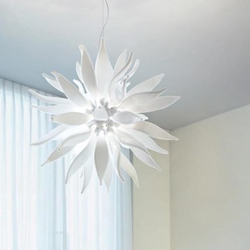 Ideal Lux - LED-Hängeleuchte LEAVES 12xG9/3W/230V d 80 cm weiß