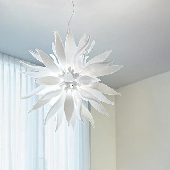 Ideal Lux - LED-Hängeleuchte LEAVES 12xG9/3W/230V d 80 cm weiß