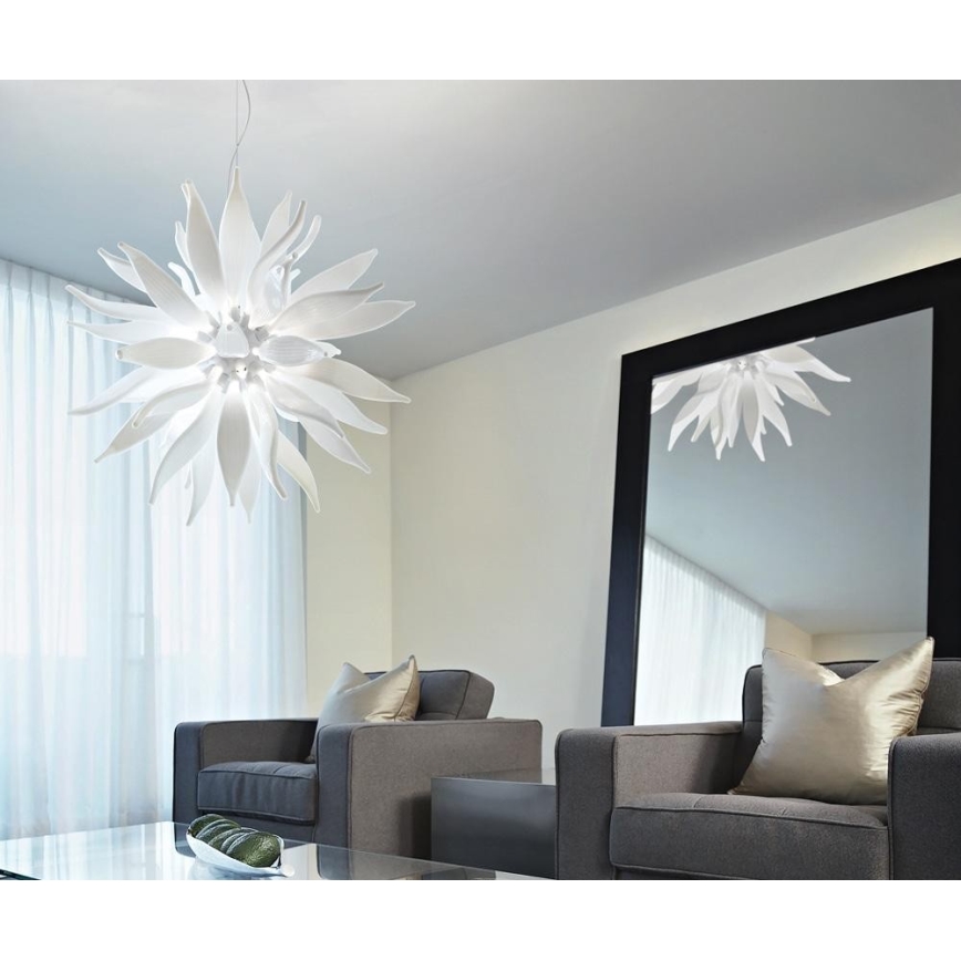 Ideal Lux - LED-Hängeleuchte LEAVES 12xG9/3W/230V d 80 cm weiß